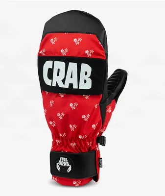 Crab Grab Punch Red Flowers 15K Snow Mittens