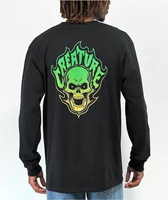 Creature Bonehead Flame Black Long Sleeve T-Shirt