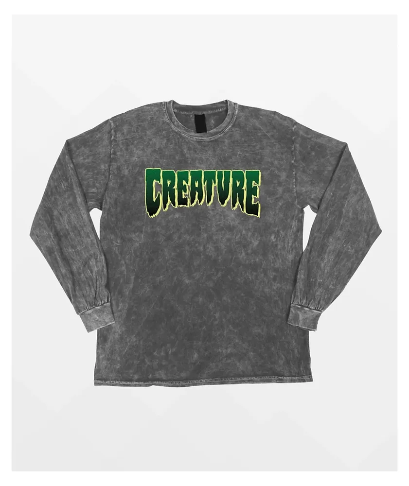 Creature Logo Grey Mineral Wash Long Sleeve T-Shirt