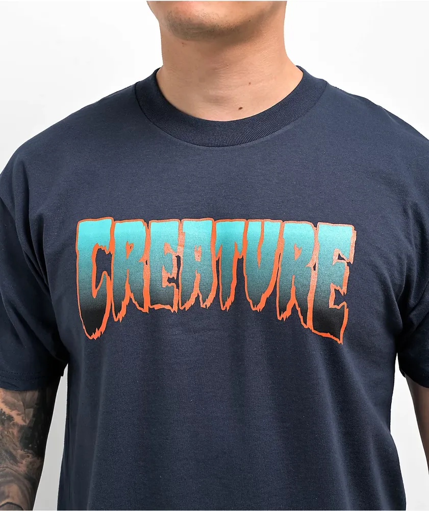 Creature Logo Navy Blue & Teal T-Shirt