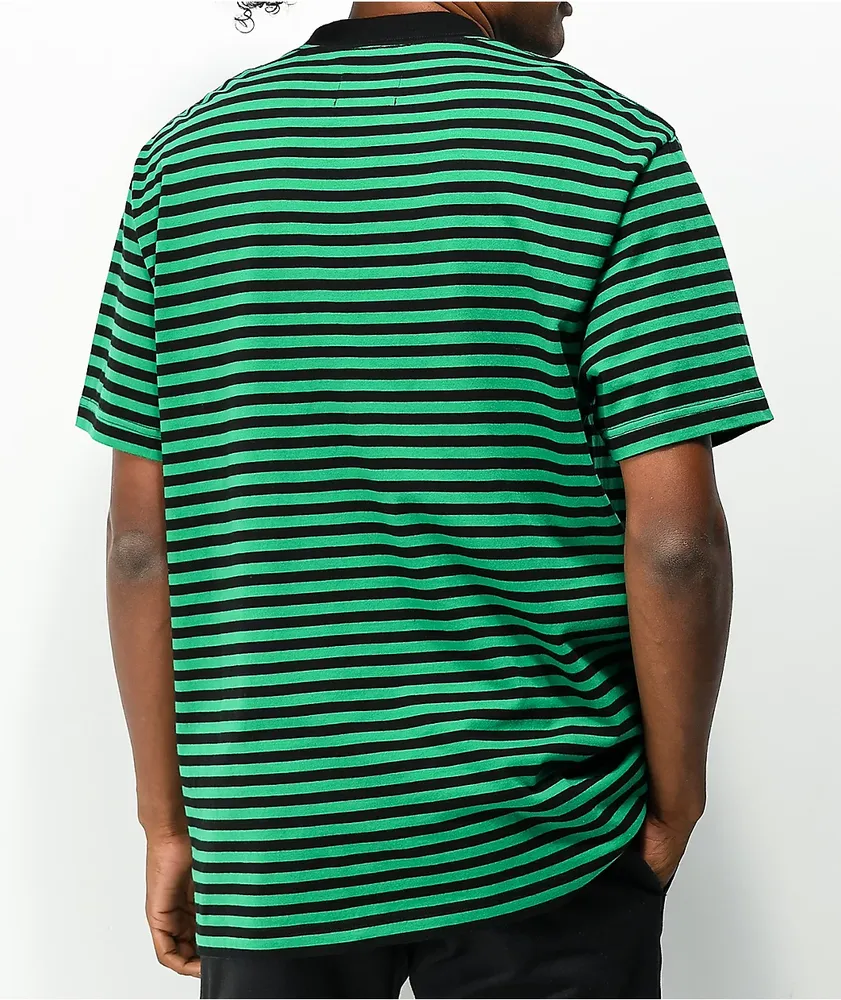 Creature Support Black & Green Striped T-Shirt
