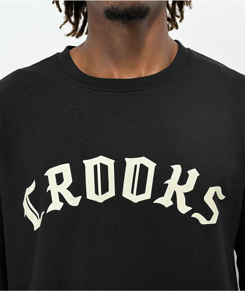 Crooks & Castles Varsity Black Crewneck Sweatshirt