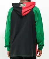 Cross Colors Red, Green, & Black Colorblock Baseball Hoodie