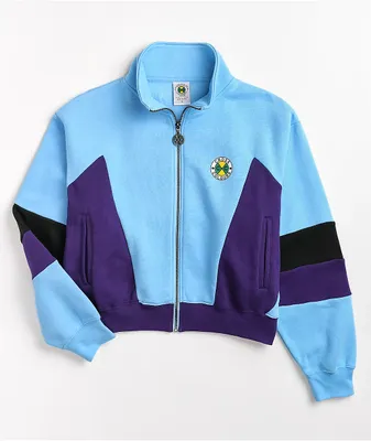 Cross Colours Blue Colorblock Fleece Track Jacket