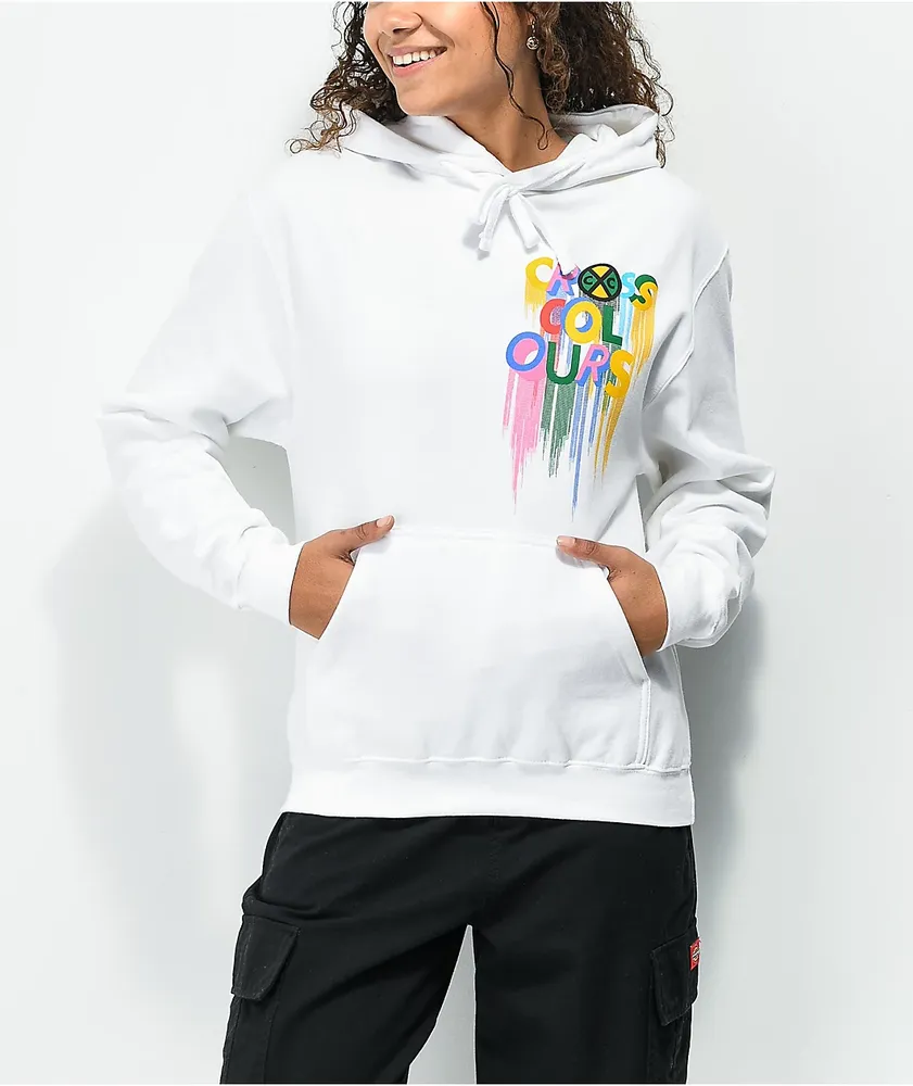 Cross Colours Color Drip White Hoodie