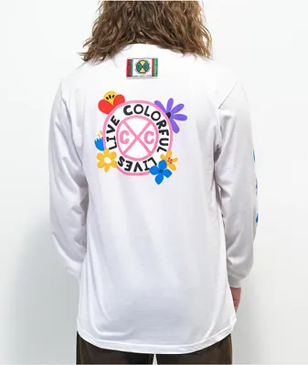 Cross Colours Live Colorful Lives White Long Sleeve T-Shirt
