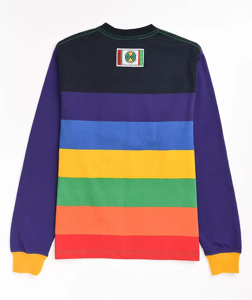 Cross Colours Multi Stripe Rainbow Long Sleeve T-Shirt
