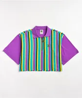 Cross Colours Multi Stripe Zip Polo Shirt