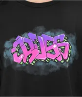 Cross Colours NY Graffiti Black Crop Long Sleeve T-Shirt