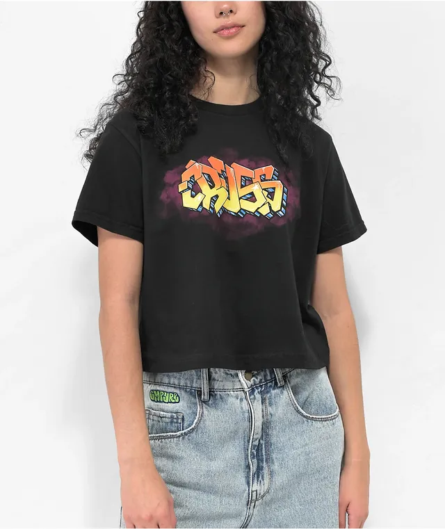 Cross Colours Assorted Black Colorblock Crop T-Shirt