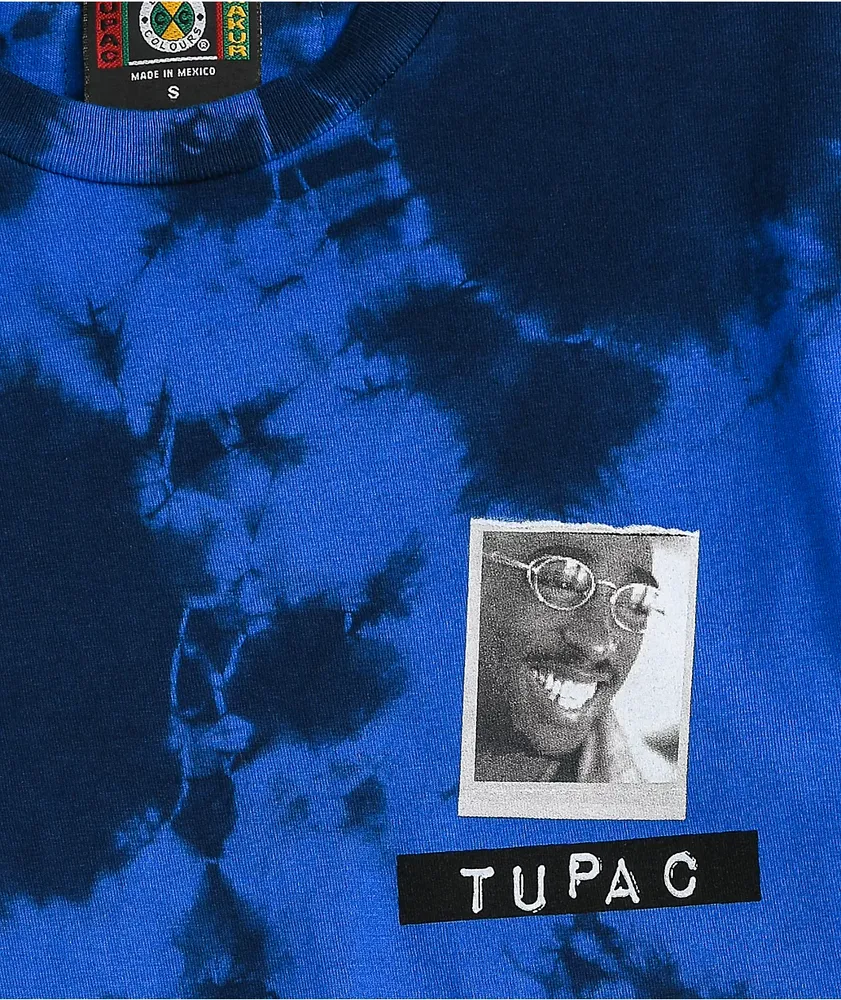 Cross Colours x Tupac All Smiles Blue Tie Dye T-Shirt