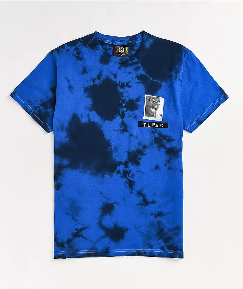 Cross Colours x Tupac All Smiles Blue Tie Dye T-Shirt