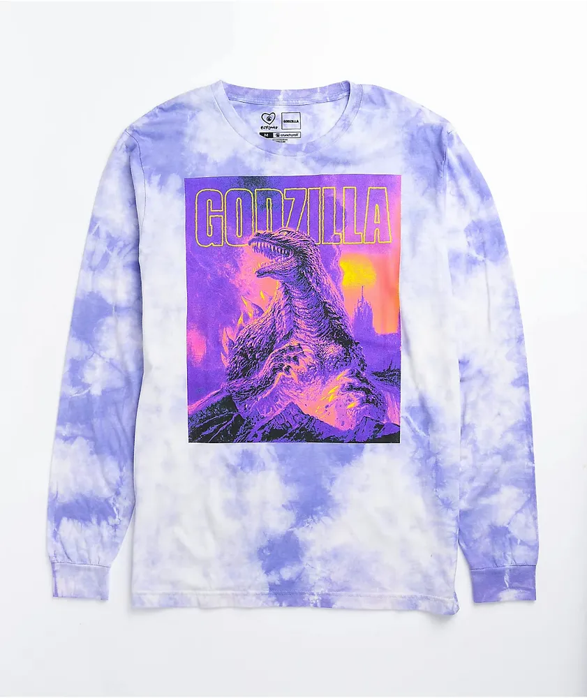 Crunchyroll x Godzilla Cataclysm Purple Tie Dye Long Sleeve T