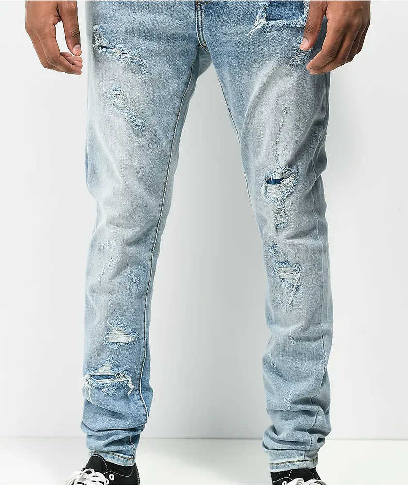 Crysp Atlantic Blue Rip & Repair Denim Skinny Jeans