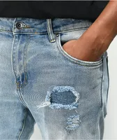 Crysp Atlantic Blue Rip & Repair Denim Skinny Jeans