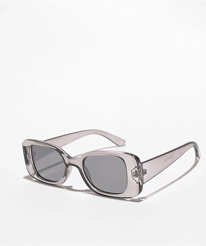 Crystal Smoke Rectangle Sunglasses