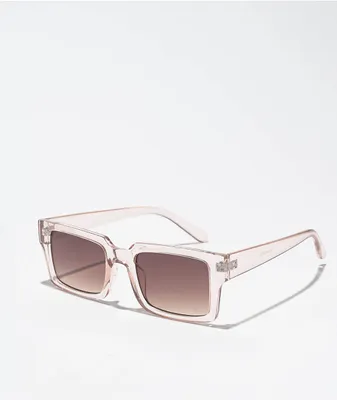 Crystal Tan & Brown Gradient Rectangle Sunglasses