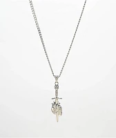 Cyberspace Shop Dagger Heart 18" Silver Chain Necklace