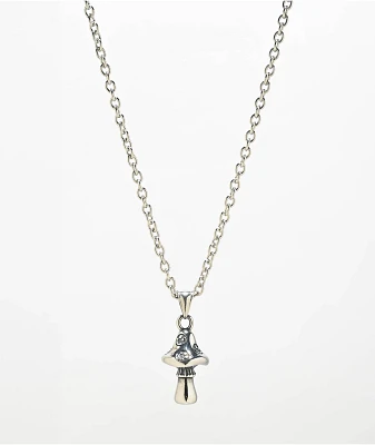 Cyberspace Shop Happy Mushroom 18" Silver Chain Necklace