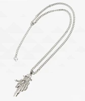 Cyberspace Shop Skeleton Flip Off 18" Silver Chain Necklace