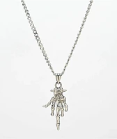 Cyberspace Shop Skeleton Flip Off 18" Silver Chain Necklace