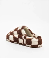 D'Amelio Footwear Socozee Checker Brown & White Slippers