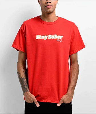 D'Aydrian Harding Stay Sober Idiot Red T-Shirt