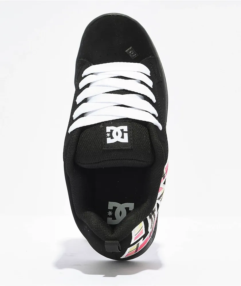 DC Court Graffik Black, Plaid & Pink Skate Shoes