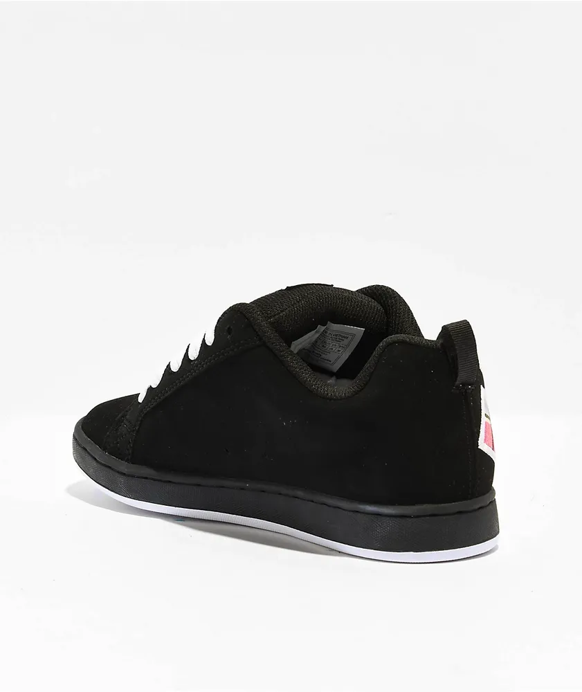 DC Court Graffik Black, Plaid & Pink Skate Shoes