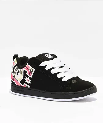 DC Court Graffik Black, Plaid & Pink Skate Shoes