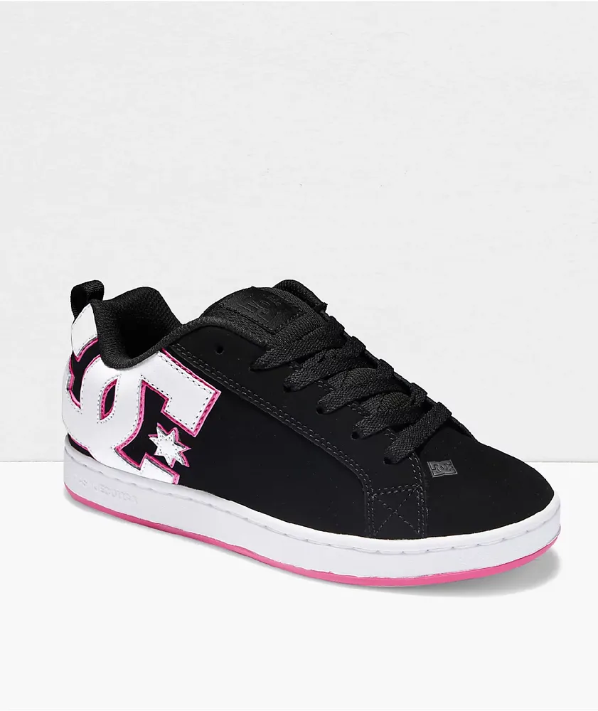 DC Court Graffik Black & Hot Pink Skate Shoes