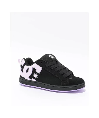 DC Court Graffik Black & Lilac Skate Shoes