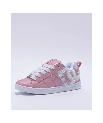 DC Court Graffik SE Pink & Silver Skate Shoes