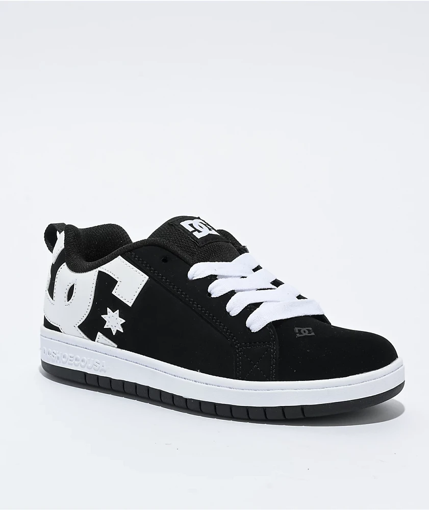 DC Kids' Court Graffik Black & White Skate Shoes