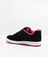 DC Kids Court Graffik Black, White & Pink Skate Shoes