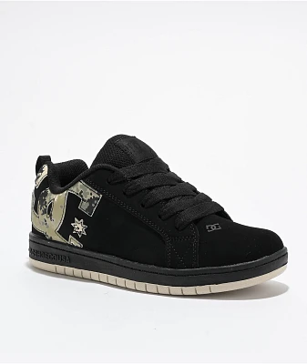 DC Kids Court Graffik Black & Camo Skate Shoes