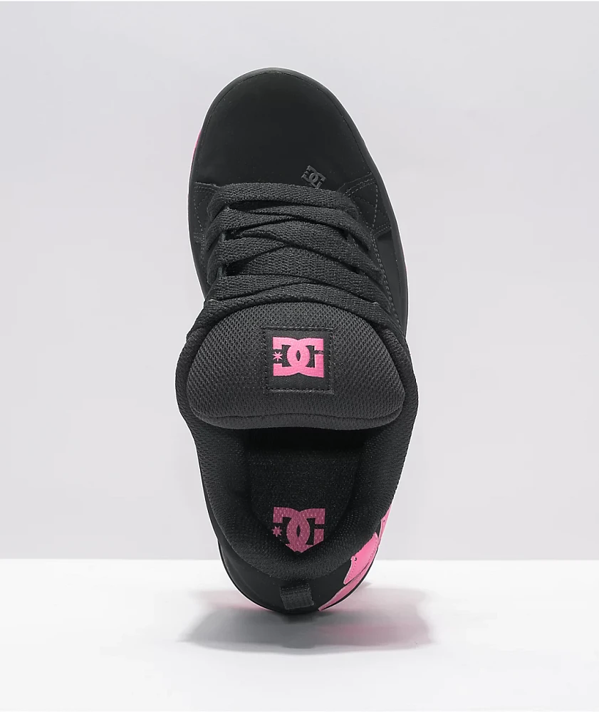 DC Kids Court Graffik Black & Hot Pink Skate Shoes