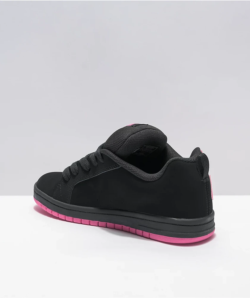 DC Kids Court Graffik Black & Hot Pink Skate Shoes