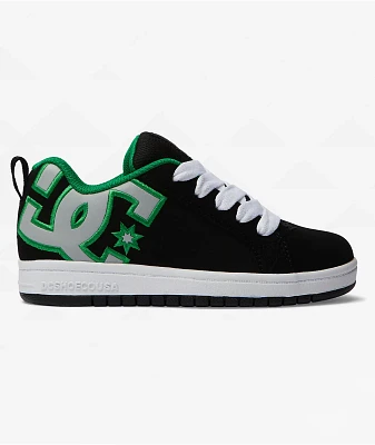 DC Kids Court Graffik Black & Kelly Green Skate Shoes