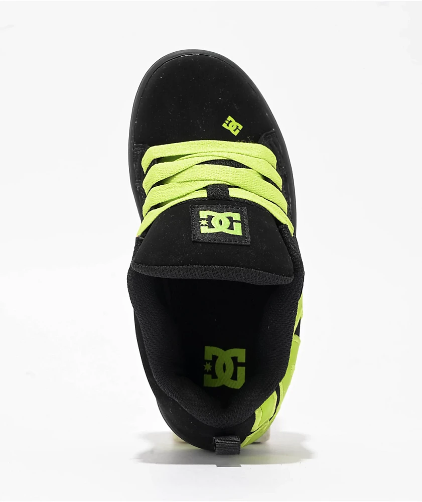 DC Kids Court Graffik Black & Lime Green Skate Shoes