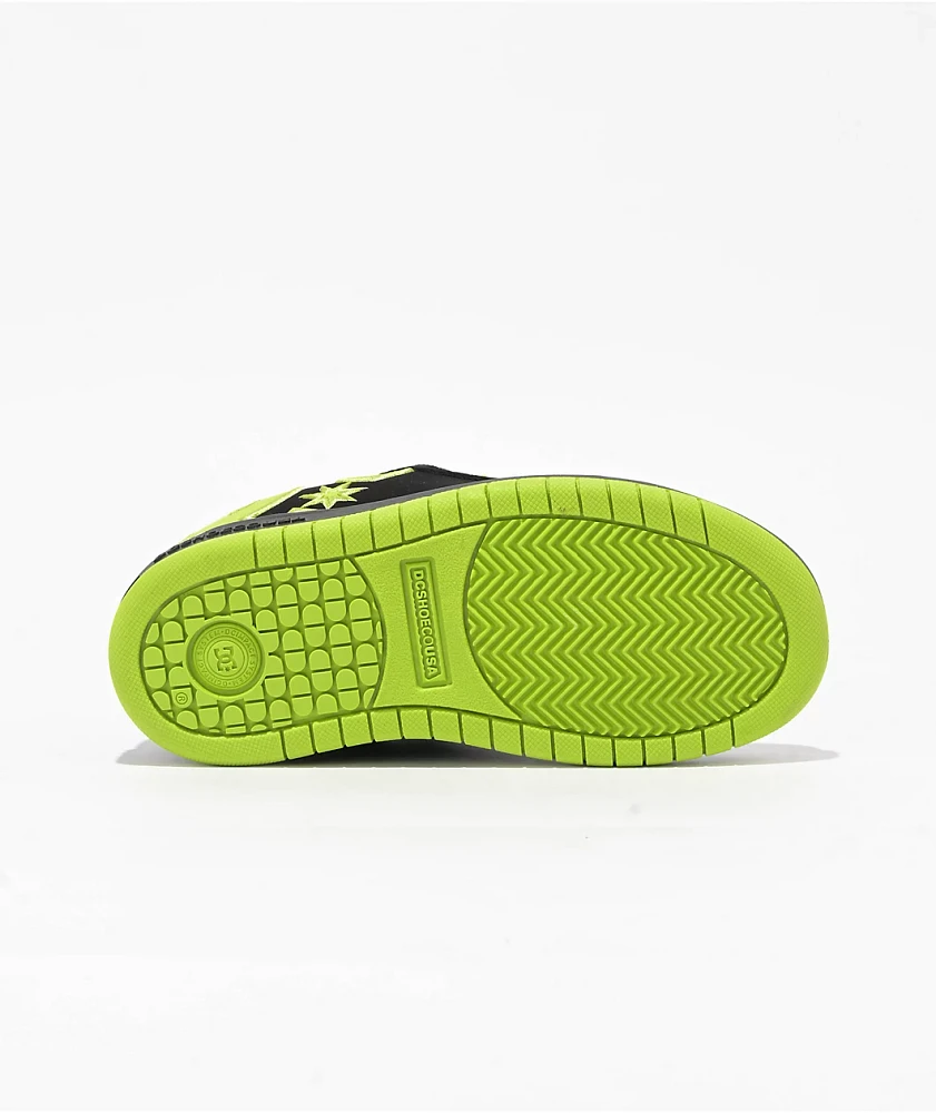 DC Kids Court Graffik Black & Lime Green Skate Shoes