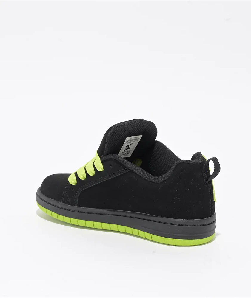 DC Kids Court Graffik Black & Lime Green Skate Shoes