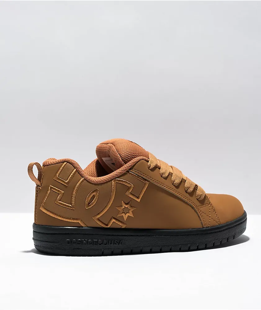 DC Kids Court Graffik Wheat & Black Skate Shoes