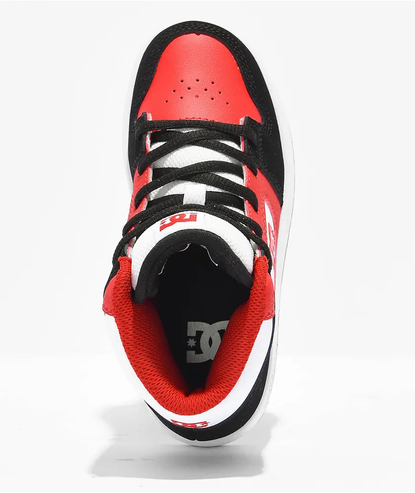 DC Kids Manteca 4 Black, Red & White High Top Skate Shoes