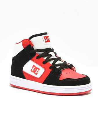 DC Kids Manteca 4 Black, Red & White High Top Skate Shoes