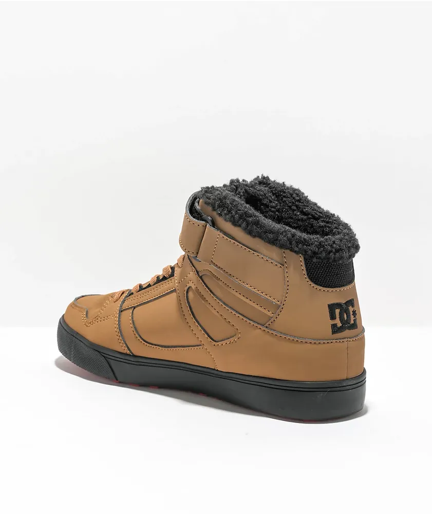 DC Kids Pure High Top Wheat & Black Winter Shoes
