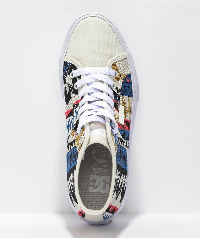 DC Manual Hi TX SE Geometric White Skate Shoes