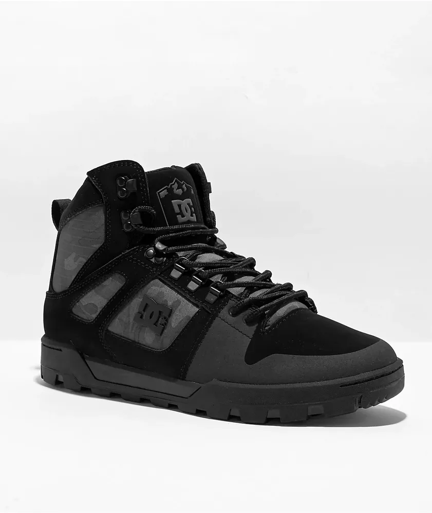 DC Pure High Top Black & Grey Camo Work Boot