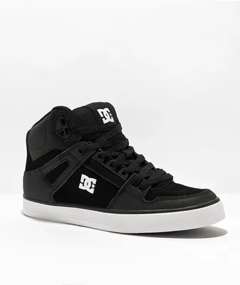 DC Pure High Top Black & White Skate Shoes