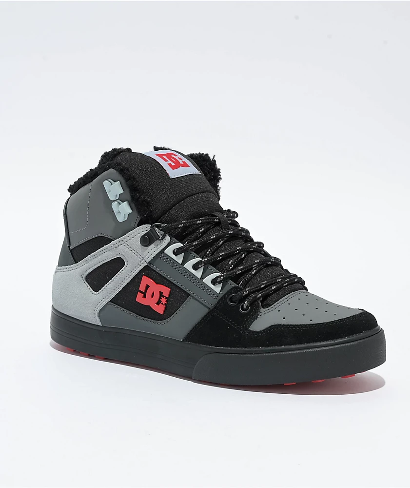 DC Pure Wc Wnt Black, Red, & Grey High Top Shoes